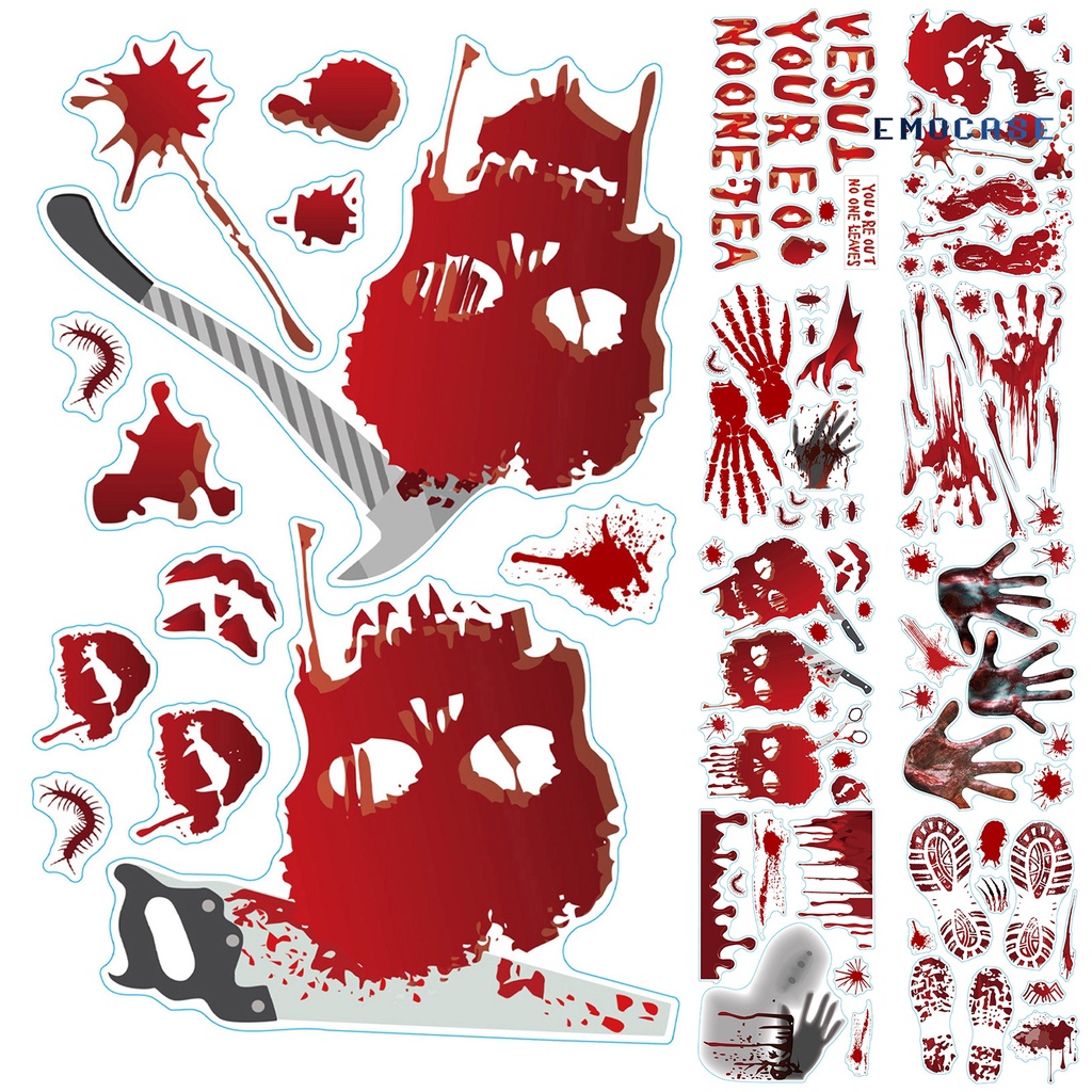 Đề Can PVC In Dấu Chân Tay Máu Trang Trí Nhà Cửa Dịp Halloween