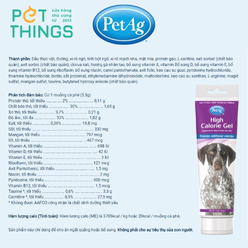 Gel dinh dưỡng PetAg cung cấp năng lượng cho chó mèo, nhập khẩu Mỹ