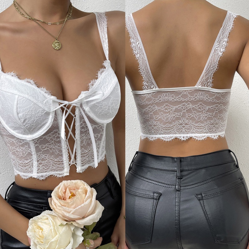 Áo Croptop Hai Dây Cột Dây Trước Ngực Thời Trang Gợi Cảm Cho Nữ