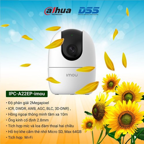 [Mã ELMS4 giảm 7% đơn 500K] Camera IP Wifi 2M IMOU - A22EP Còi Hú Báo Động - Chính hãng