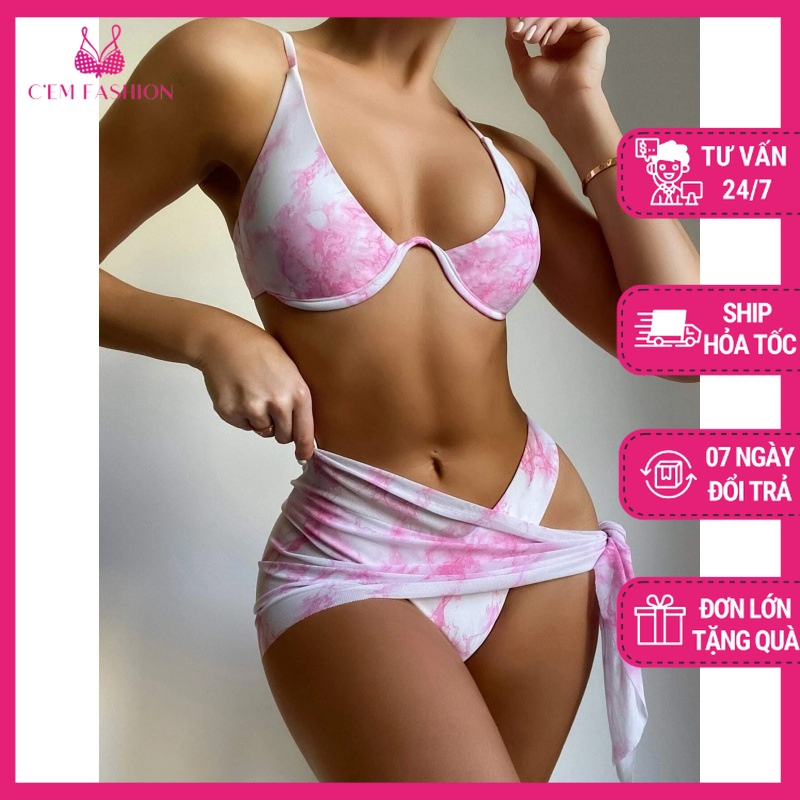 Bộ Bikini Ba Mảnh In Hình Bikini Của Phụ Nữ Âu Mỹ [C'EM.FASHION]