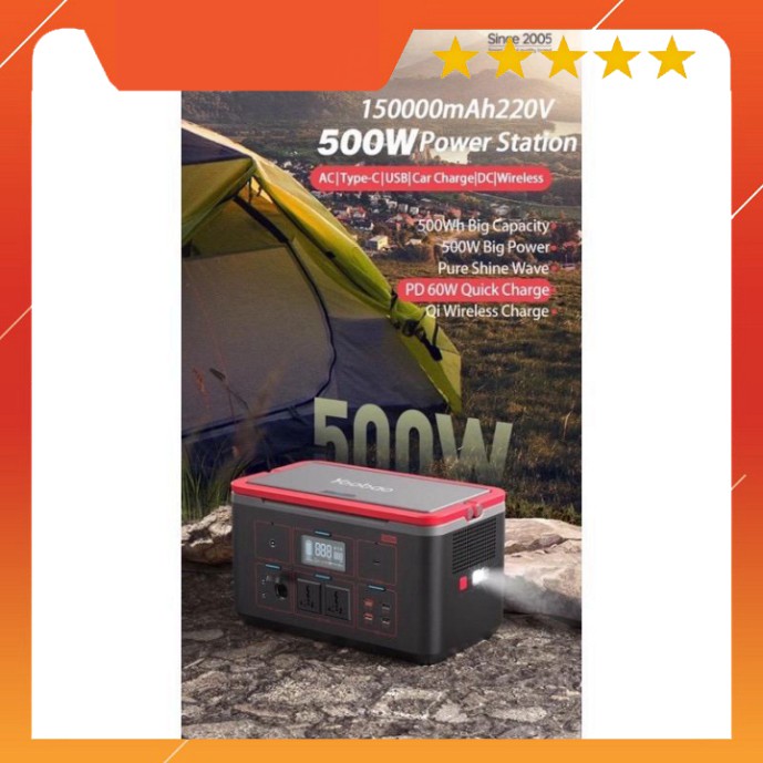 Trạm sạc dự phòng khẩn cấp Yoobao không dây 500W EN500S Dung lượng siêu khủng 150000mAh, Cổng AC kép 220V