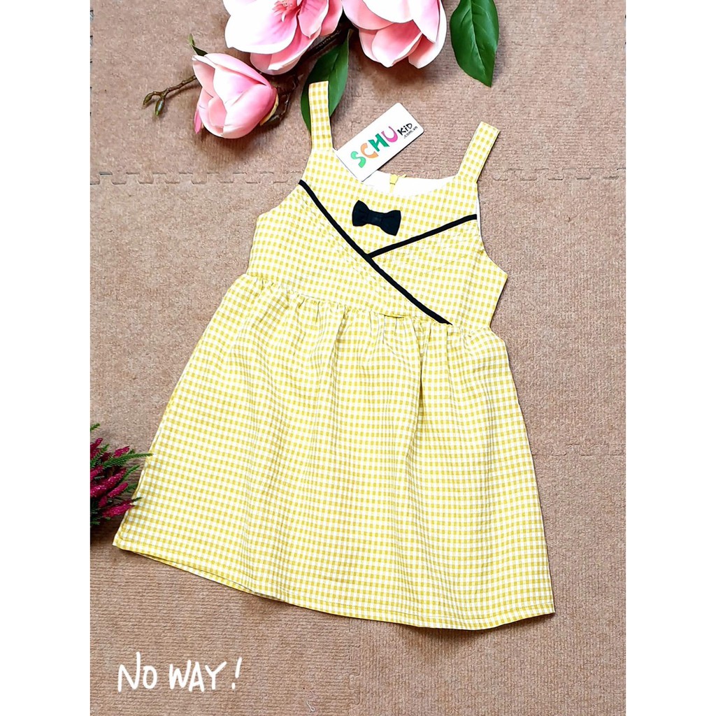 (SIZE 2-13) (10-37KG) ĐẦM DÂY XẾP LY VẢI CARO COTTON CỰC XINH