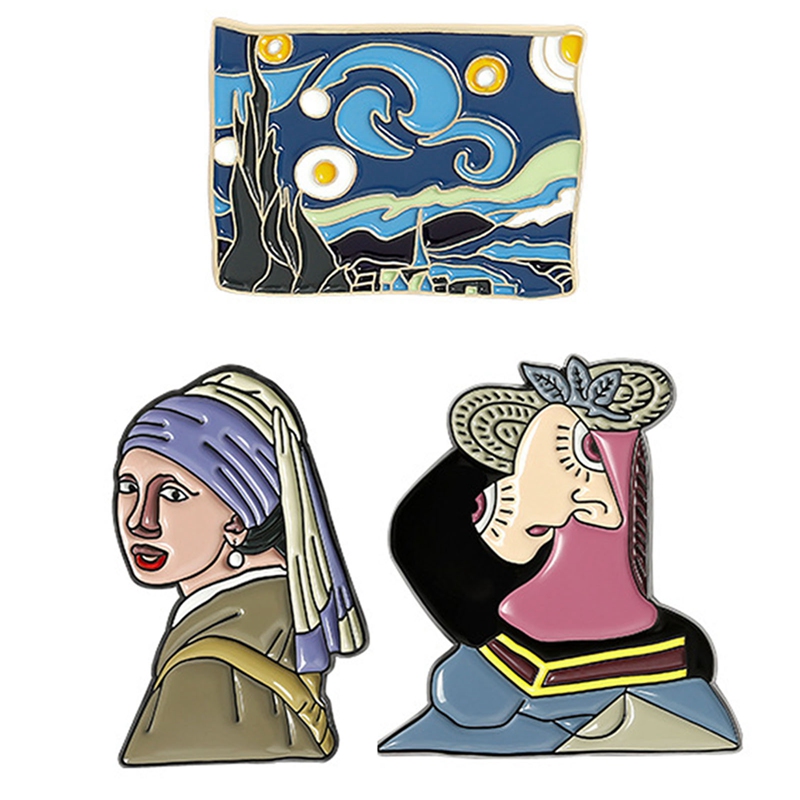 Ghim Cài Áo Hình Tranh Sơn Dầu Van Gogh Độc Đáo