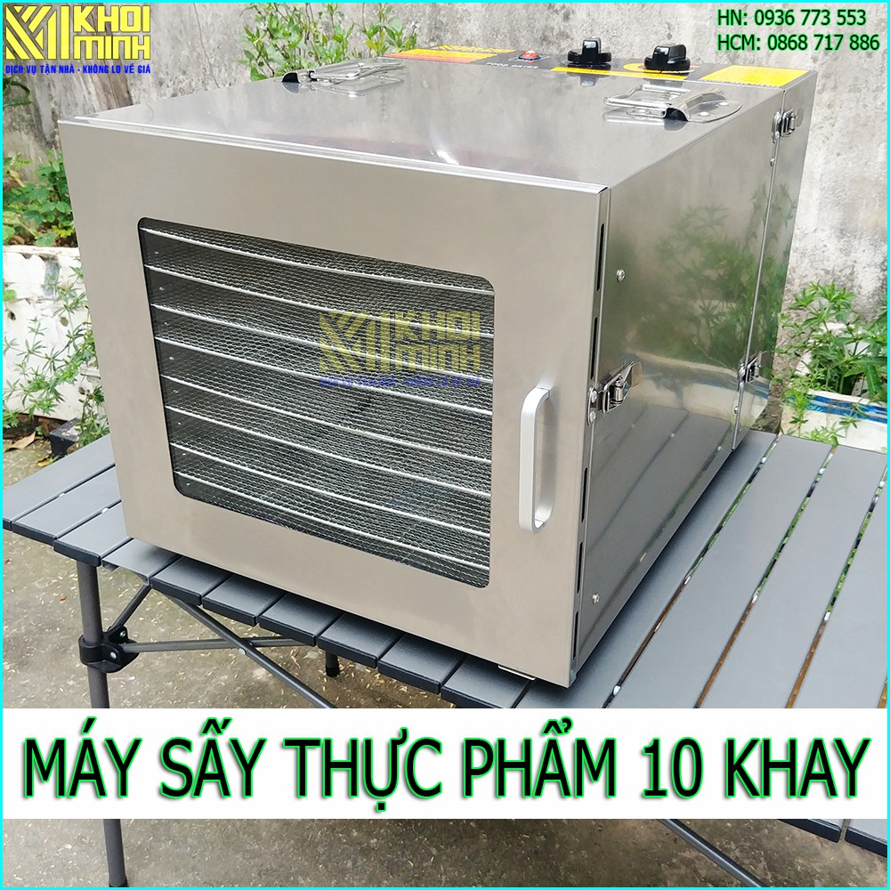 Máy sấy thực phẩm 10 khay Khôi Minh, chất liệu inox, Máy sấy thực phẩm kinh doanh