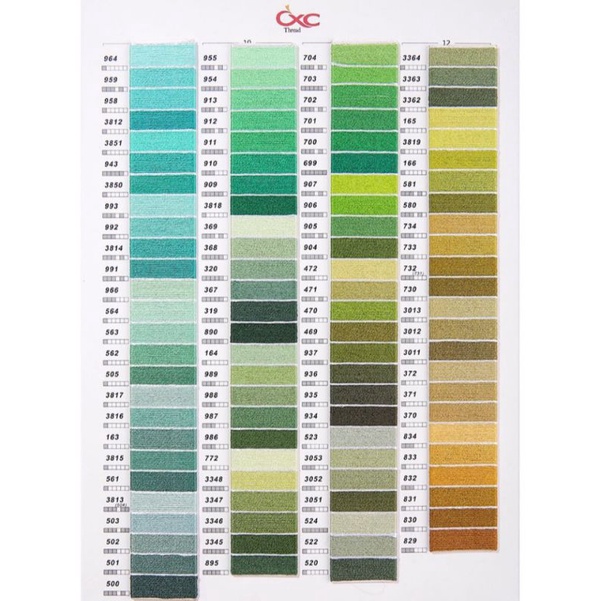 Chỉ thêu cotton DC-CXC - tông mầu xanh