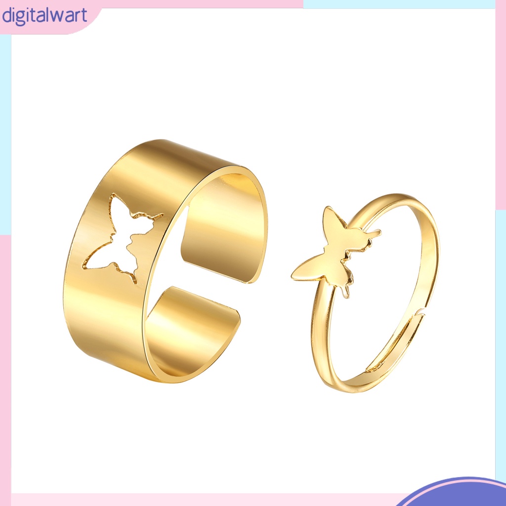 Bộ 2 Nhẫn Hợp Kim Hình Bướm Thời Trang Dành Cho Cặp Đôi