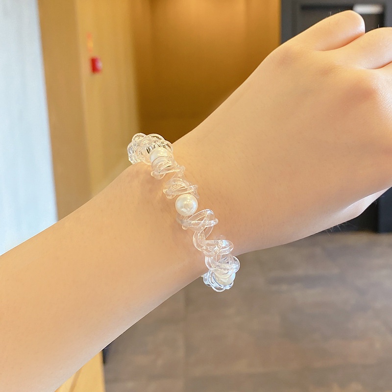 Dây cột tóc/ vòng tay dạng dây điện thoại trong suốt hai cách dùng phong cách Hàn Quốc