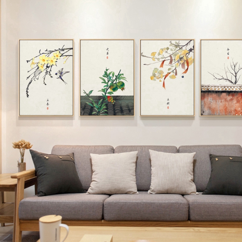 Tranh vải canvas treo tường trang trí phong cách Trung Quốc cho phòng khách/lối đi studio