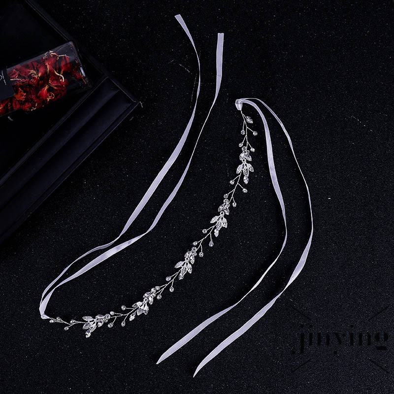 GETNOIVAS Băng đô vương miện Tiara cột dây hình hoa lá trang trí tóc cho cô dâu xinh đẹp