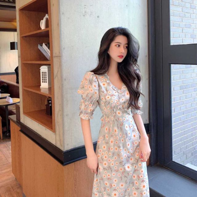 (Order) Đầm hoa xanh Quảng Châu thanh lịch tiểu thư bigsize | BigBuy360 - bigbuy360.vn