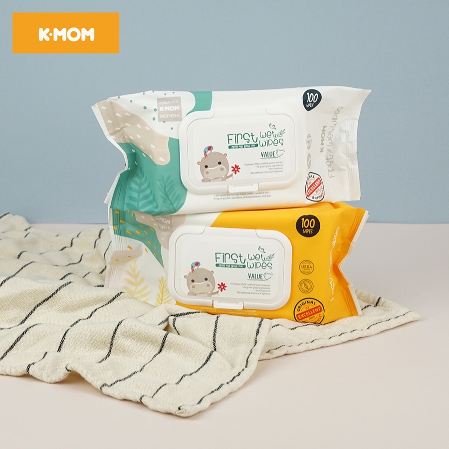 KHĂN ƯỚT CAO CẤP K-MOM HÀN QUỐC VÂN NỔI CÓ NẮP (100C)