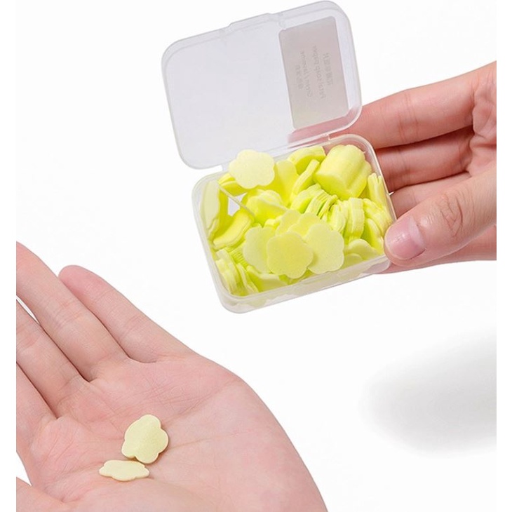 [50 - 100 Miếng] Xà Phòng Giấy Du Lịch 1 Lần/ Xà Bông Rửa Tay Dạng miếng tiện lợi