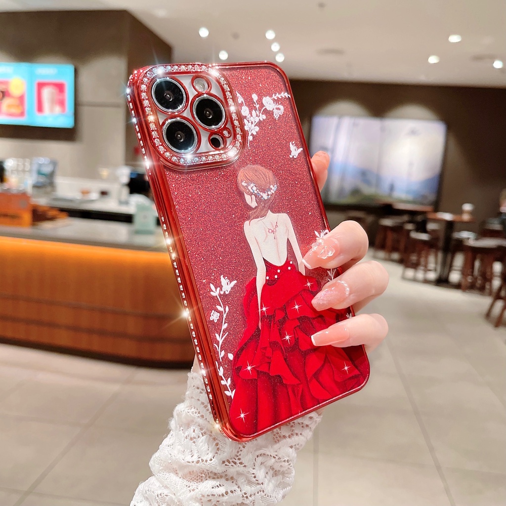 Ốp Điện Thoại Họa Tiết Cô Gái Lấp Lánh Cho iPhone 13 Pro Max 12 Pro Max 11 X XsMax Xr