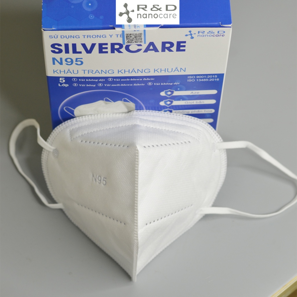 [GÓI-01 CÁI] Khẩu trang n95 5 lớp kháng khuẩn SILVERCARE - Hàng chính hãng Nanocare R&amp;D