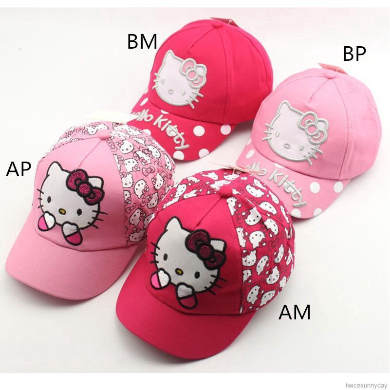 Nón lưỡi trai chống nắng in hình mèo Hello Kitty dễ thương cho bé