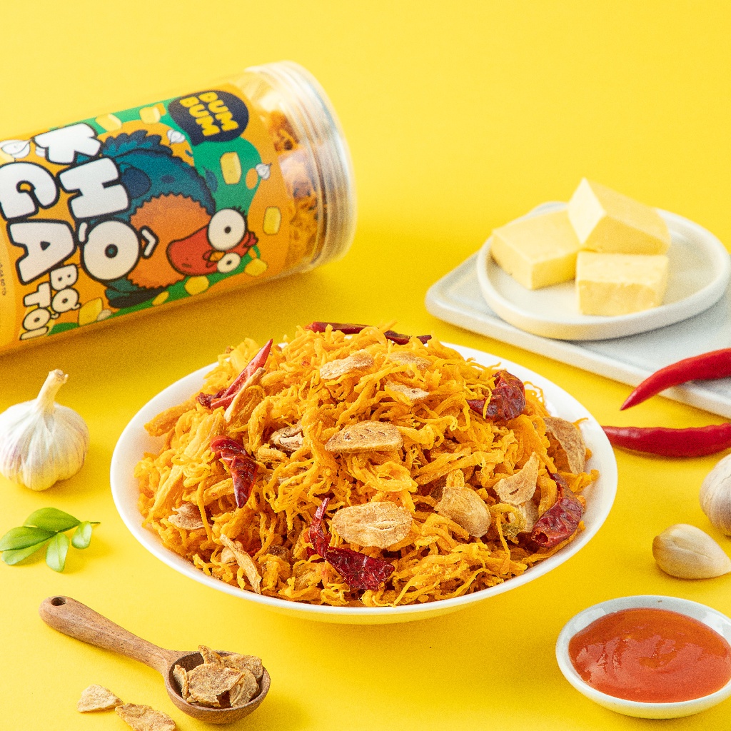 Khô gà bơ tỏi xé cay DumBum 280g, đồ ăn vặt Hà Nội