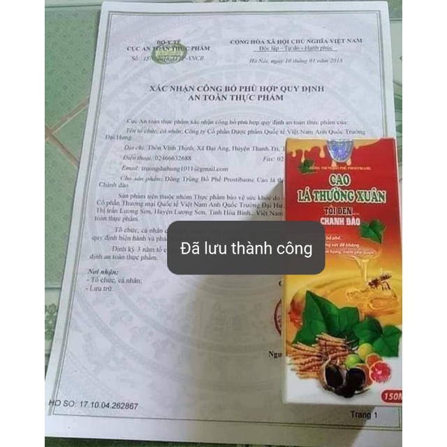 Cao  lá thường xuân tỏi đen chanh đào