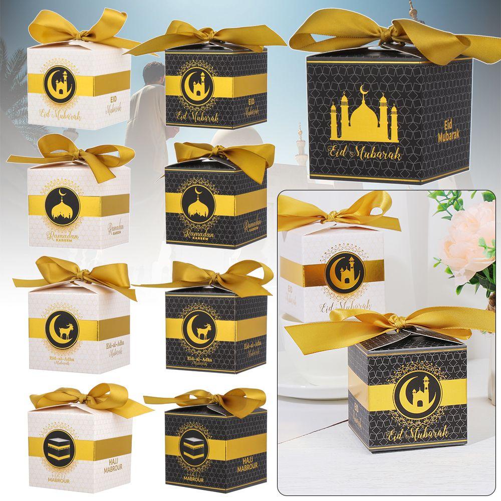 Set 5 / 10 Hộp Quà Giấy In Chữ Eid Mubarak Phong Cách Hồi Giáo Độc Đáo DIY