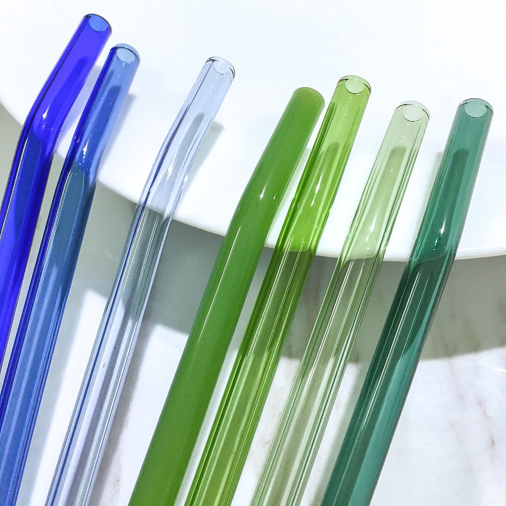 Ống Hút Thủy Tinh Loại Dài (20cm) Thẳng, Cong - 15 Màu Khác Nhau, Bảo Vệ Môi Trường 5.0