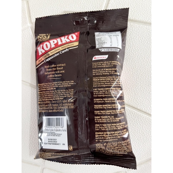 Nhập khẩu Indonesia] Kẹo hương cà phê Kopiko bịch 150g