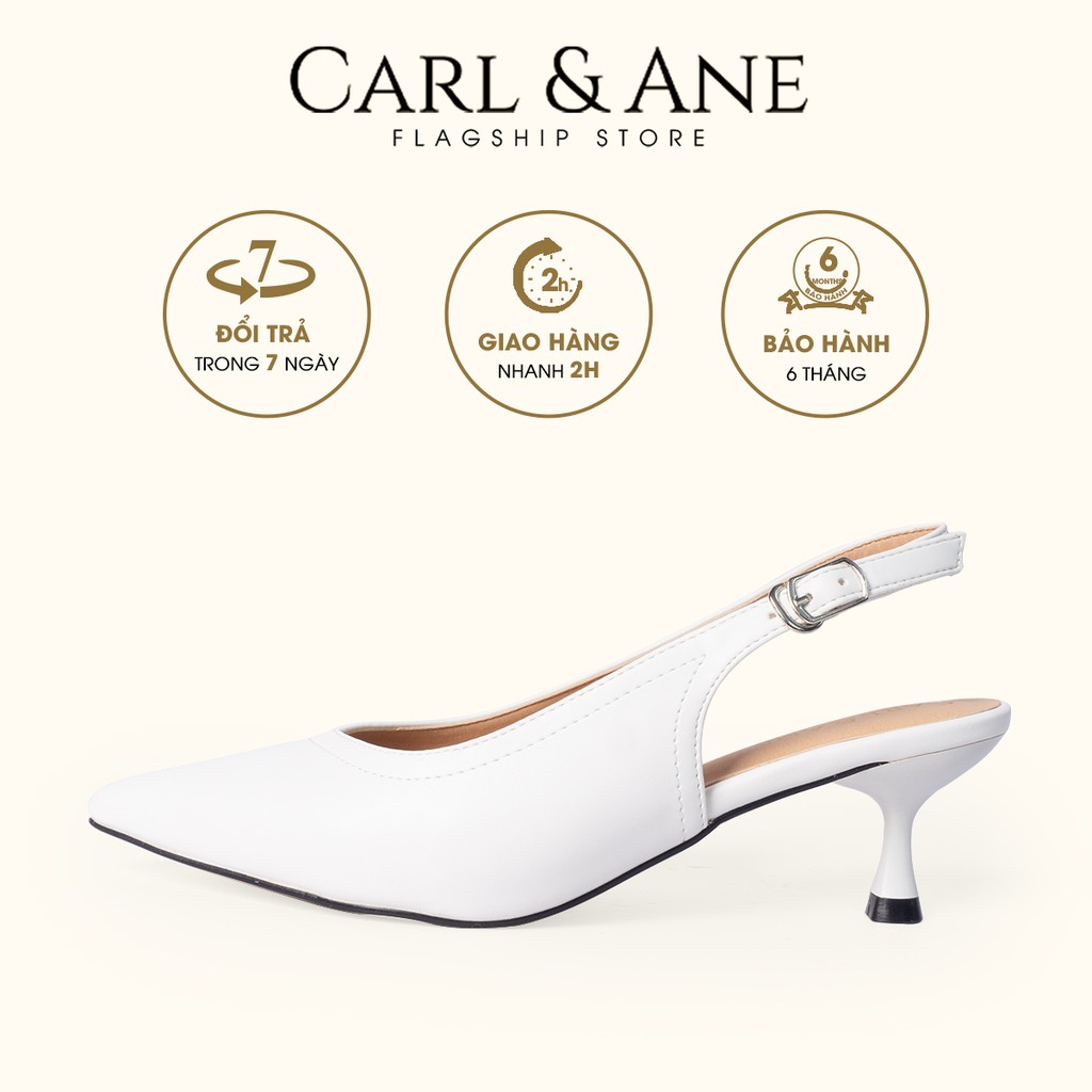 Carl &amp; Ane - Giày cao gót bít mũi phối dây mảnh xinh xắn 5cm màu trắng _ CL011