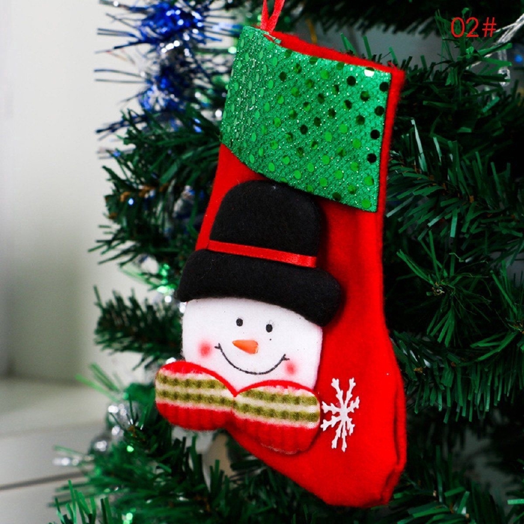 Tất đựng quà Giáng sinh / năm mới có dây treo trang trí cây thông Noel độc đáo