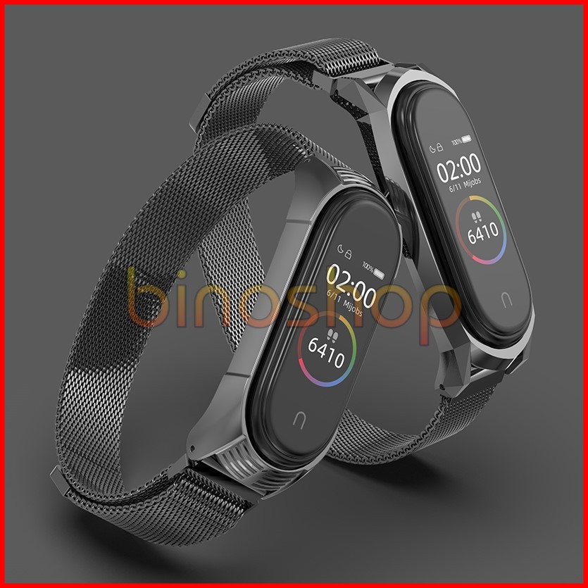 Dây đeo miband 5 nam châm viền vân TF, dây đeo thay thế mi band 5 nam châm phiên bản TF viền vân MIJOBS