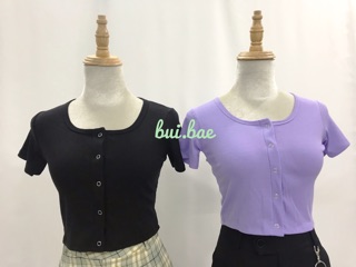 Áo crop top nút bấm hình thật (kèm video 👚💘)