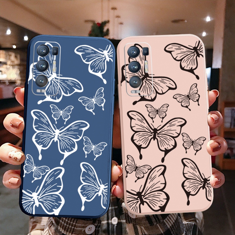 Ốp Điện Thoại Cạnh Vuông In Hình Bướm Đẹp Mắt Cho OPPO Reno6 Z 5G Reno 5 Pro 4 3 Reno2 Z F A95 5G A76 A96 4G