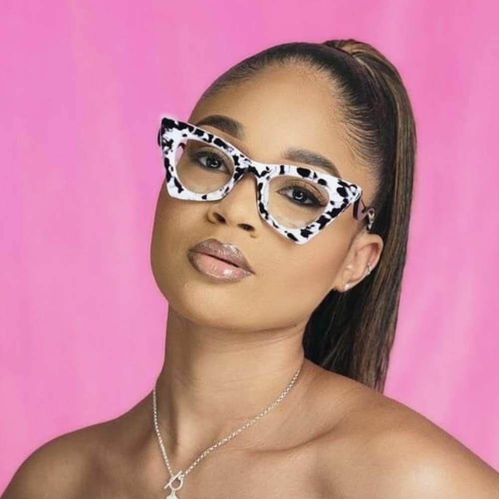 Kính Mắt Mèo Phẳng Gọng Lớn Họa Tiết Bò Sữa Phong Cách Đường Phố Thanh Lịch WMES15H