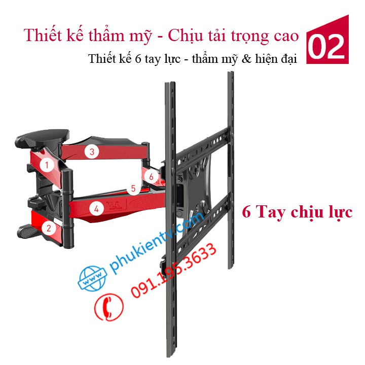 Giá treo tivi xoay đa năng NB P5 - NB P6 32 - 60 / 40 - 70 inch / 45 - 75 Inch - Khung treo tivi 6 cánh tay chịu lực