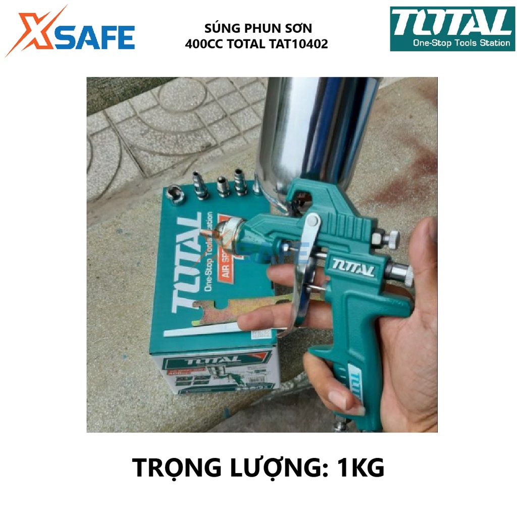 Súng phun sơn khí nén TOTAL TAT10402 Thiết bị phun sơn 1.5mm, Áp suất 3.0-4.0 bar, hợp kim chắc chắn, không gỉ sét