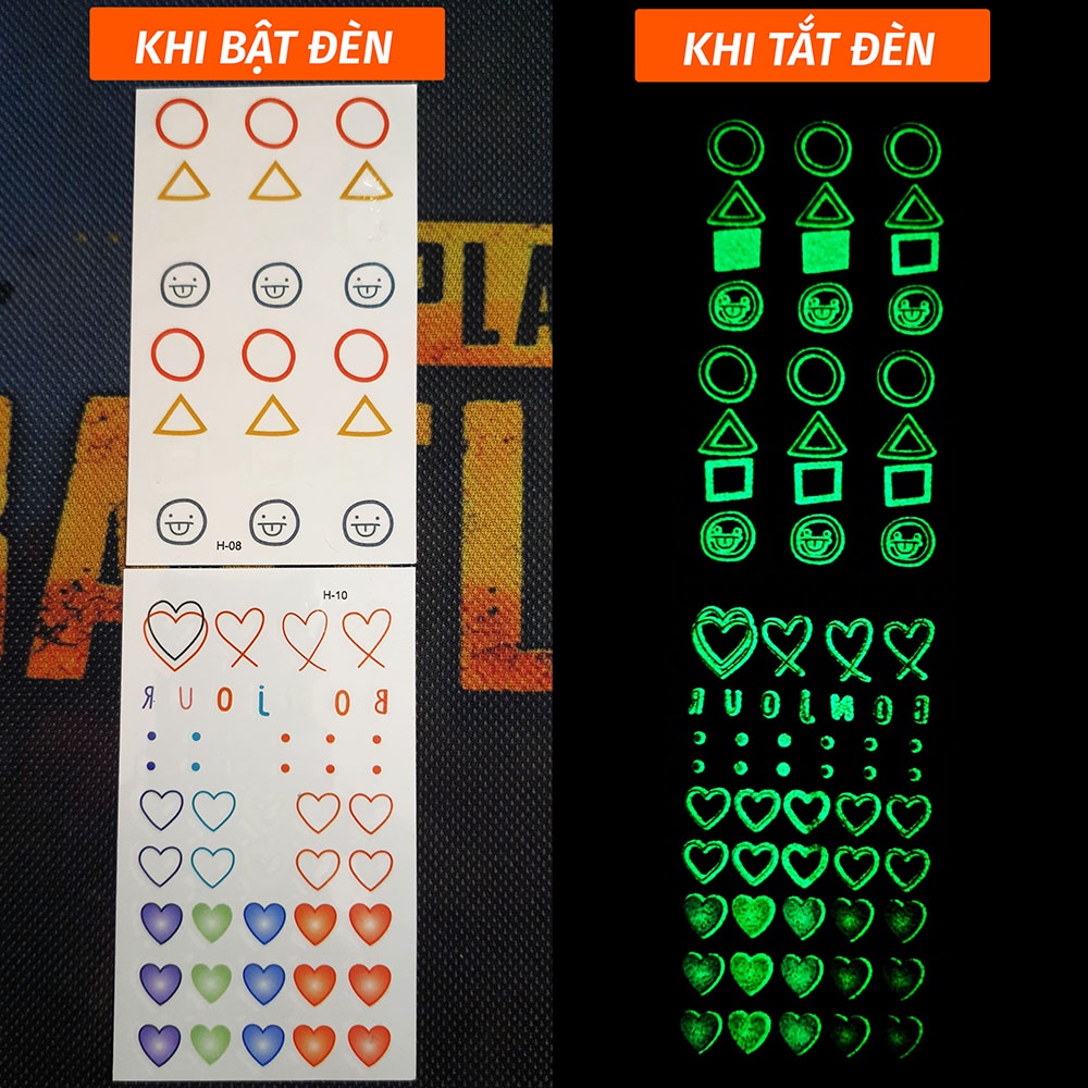 Hình xăm dán dạ quang phát sáng khi trời tối, Hình xăm siêu cute dán hình giữ cả tuần, Lên phố nổi bật giữa đám đông