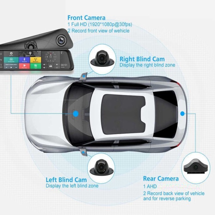 Sản Phẩm Camera hành trình 360 độ gắn gương ô tô cao cấp  thương hiệu Whexune - K960 (Bảo hành 12 tháng) .