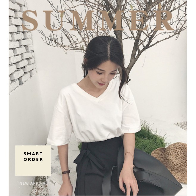Áo thun tay ngắn cổ tim basic [ATH02]