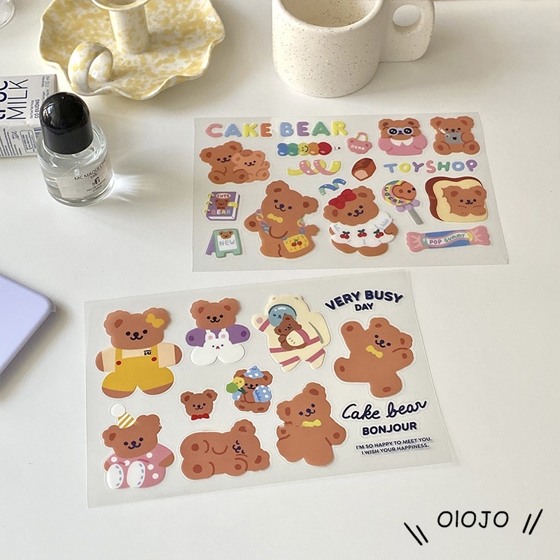 Sticker Dán Trang Trí Sổ Tay Hình Gấu Hoạt Hình Xinh Xắn