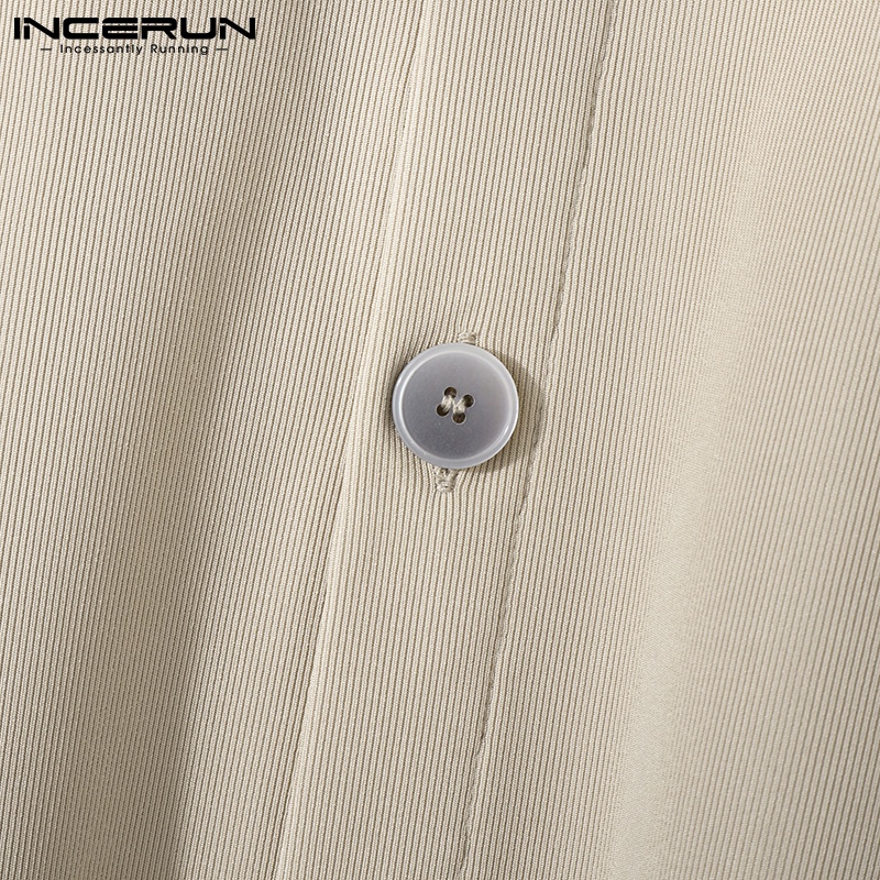 Áo dệt kim INCERUN tay ngắn cổ tròn phong cách Hàn Quốc cá tính thời trang cho nam