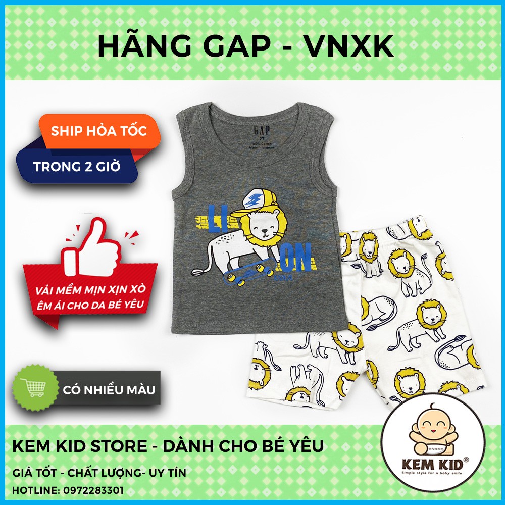 Bộ GAP ba lỗ in hình phối màu, thấm hút, mát mẻ cho bé yêu