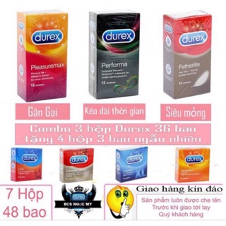 [Combo Hot]  3 Hộp bao cao su Durex Lớn (tùy chọn) tặng 4 hộp Durex Nhỏ (tùy chọn)