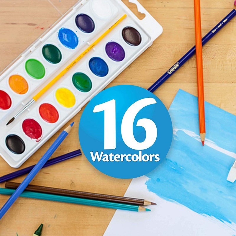 Bộ 16 và 8 màu nước Crayola kèm cọ dễ tẩy rửa - Crayola Washable Watercolors