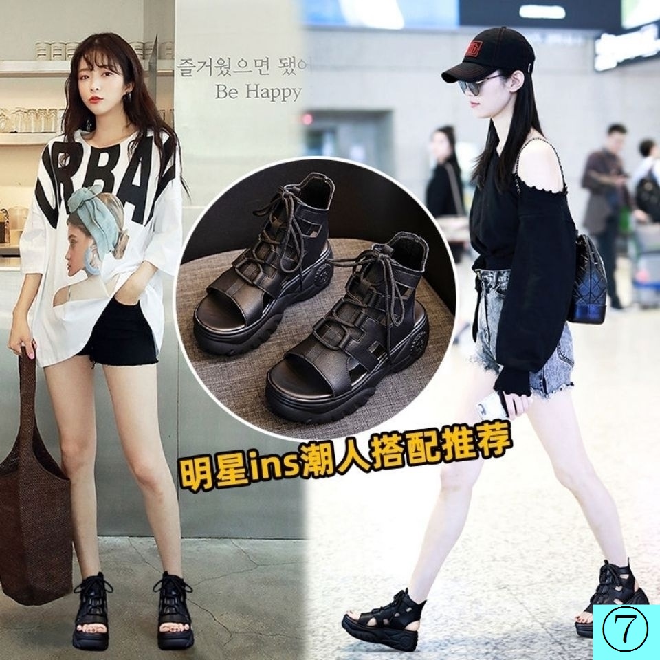 Giày Sandal Đế Xuồng Dày Dặn Bằng Da Mềm Chống Trượt Thoải Mái Thời Trang Xuân Hè 2022 Dành Cho Bạn Nữ
