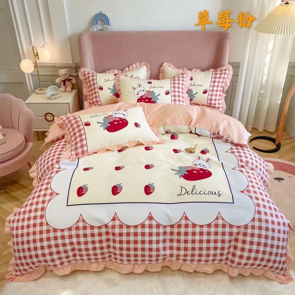 Bộ Chăn Ga Cotton Bèo Hàn Quốc sét 4 món đầy đủ kích thước