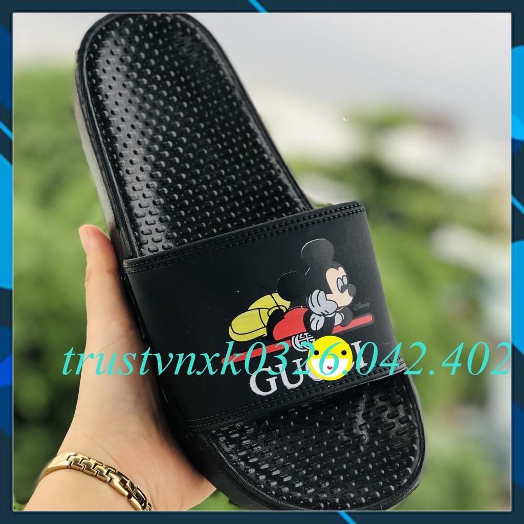 Dép quai ngang mickey đen nam, bán hết ngừng nhập, sale sập sàn