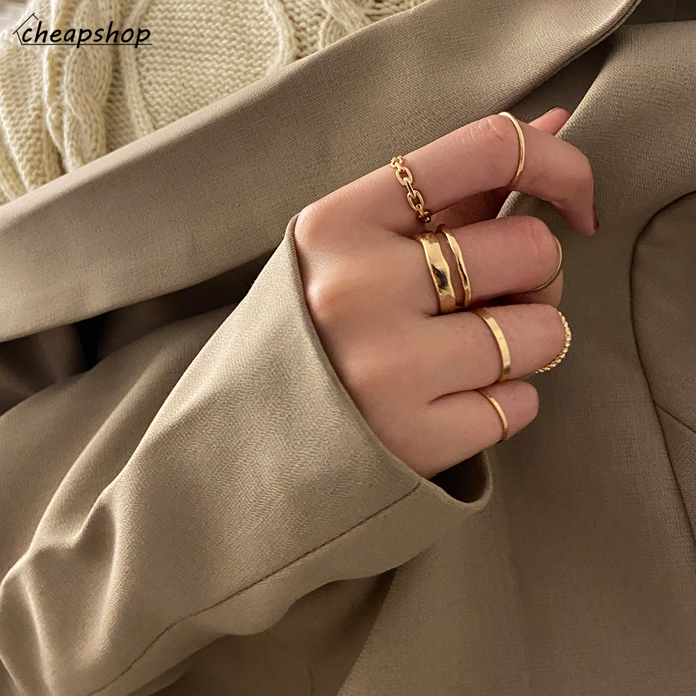 iF YOU Bộ 8 Nhẫn Nữ Trang Phong Cách Sang Trọng