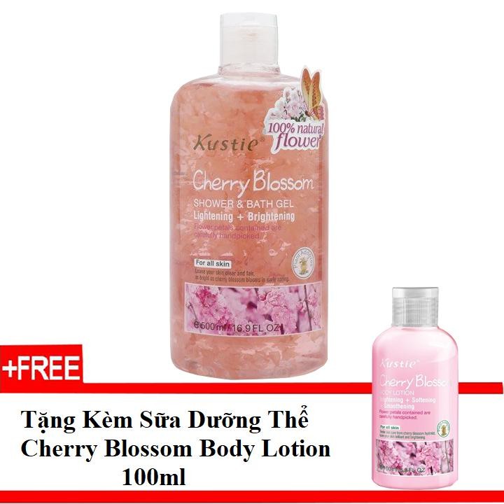 Combo Sữa tắm Kustie chiết xuất cánh Hoa thật 500ml Tặng Kèm Sữa Dưỡng Thể Kustie Body Lotion 100ml