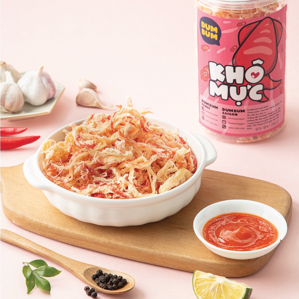 Khô mực hấp dừa xé sợi 170g DumBum đồ ăn vặt Hà Nội