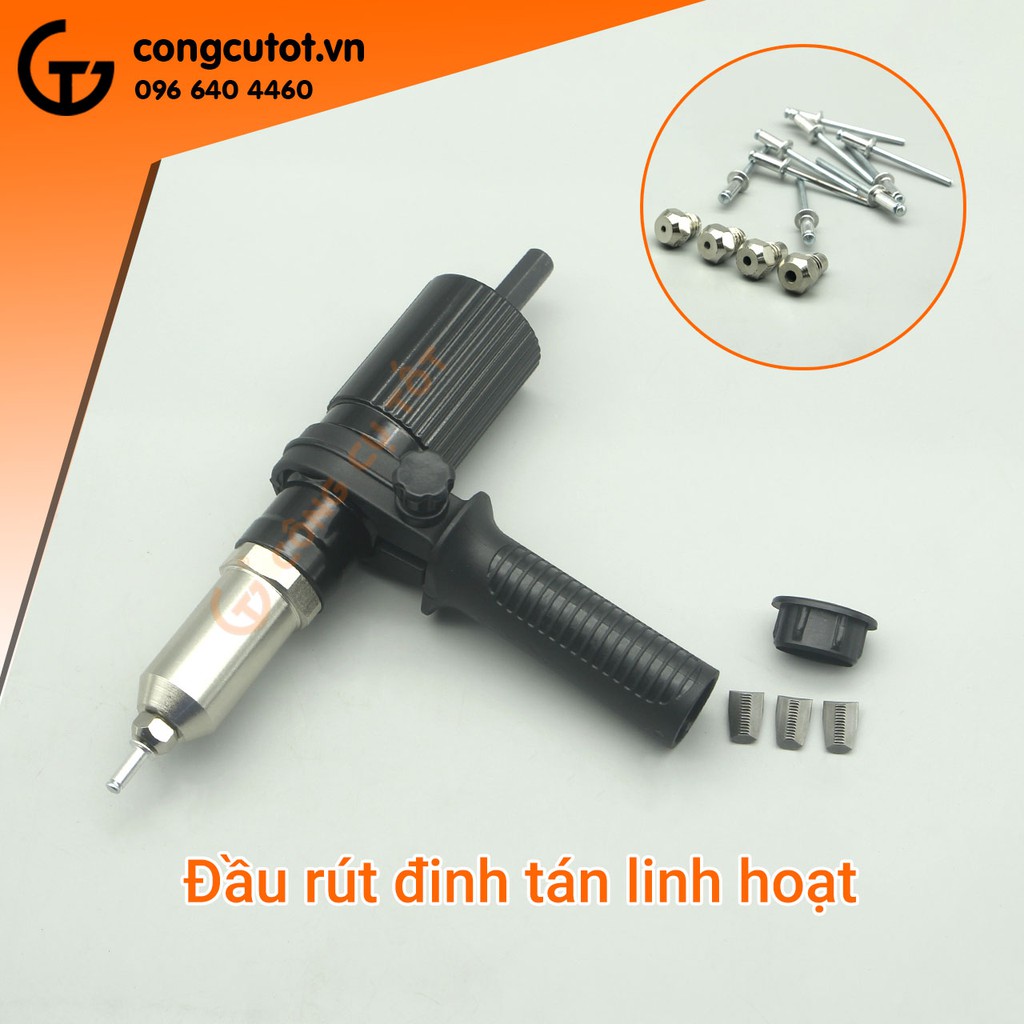 Đầu rút đinh tán gắn máy khoan tay cầm linh hoạt