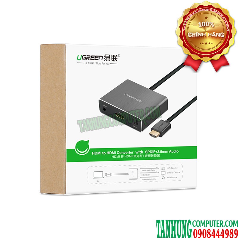 Cáp chuyển HDMI to HDMI + Audio và 1 cổng quang SPDIF 7.1 Ugreen 40281