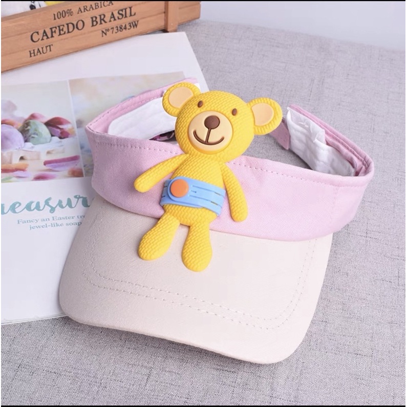 Mũ lưỡi trai hở chóp cho bé trai bé gái hoạ tiết thêu gấu , phù hợp 6 tháng - 4 tuổi